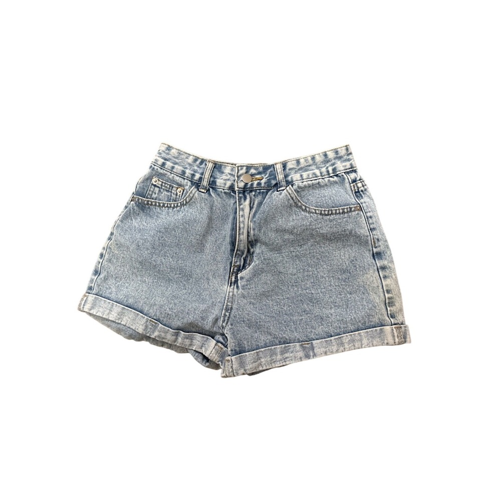 SHEIN Light Blue High-Waist Rolled Hem Denim‎ Shorts